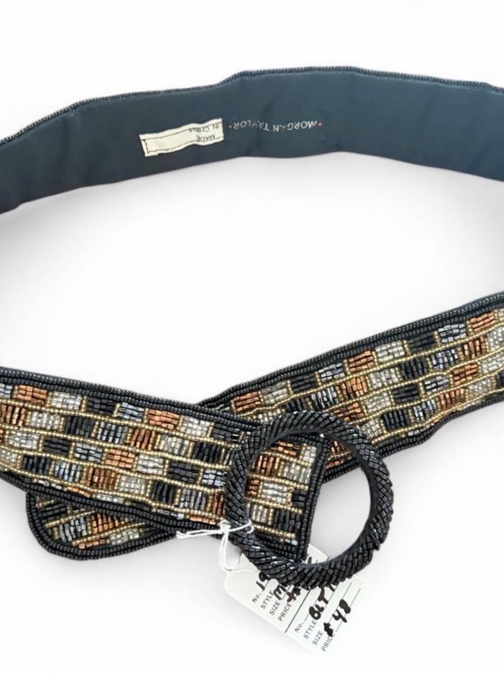 Morgan Taylor Multicolor Beaded Waist Belt with Black Buckle